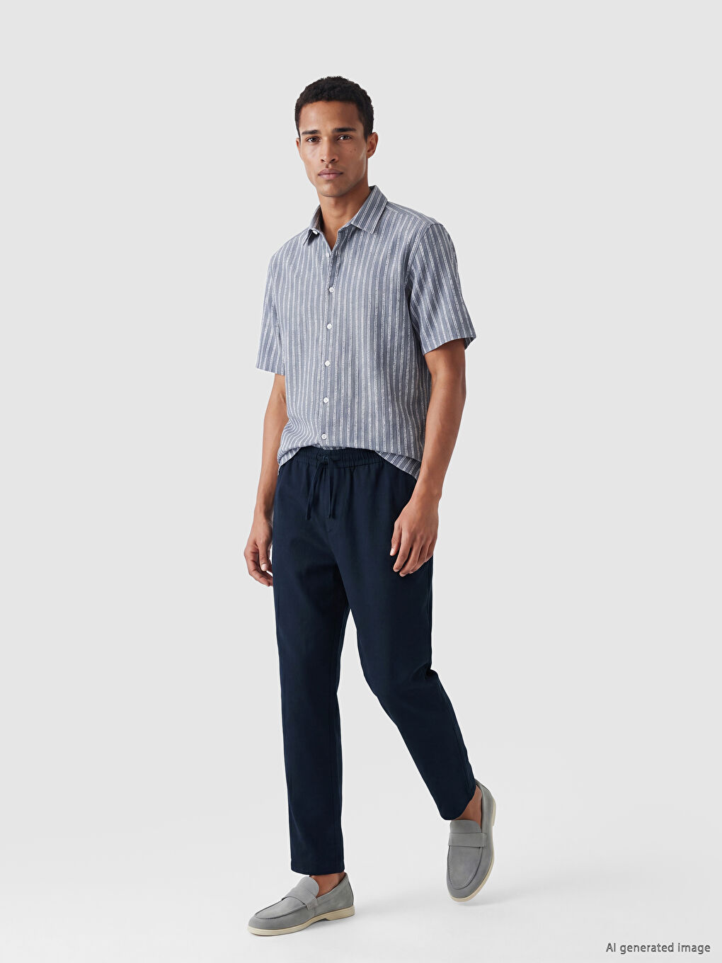 Regular Fit Men's Linen-Look Trousers
