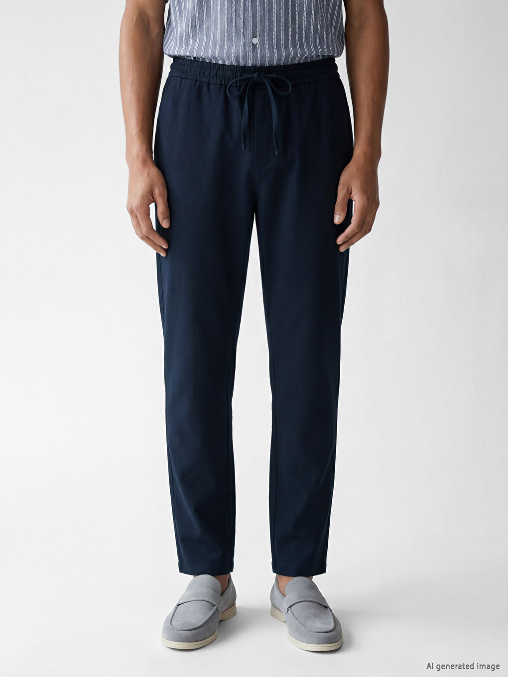 Regular Fit Men's Linen-Look Trousers-1