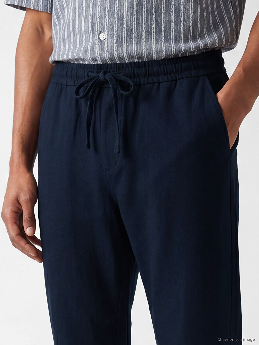 Regular Fit Men's Linen-Look Trousers-2