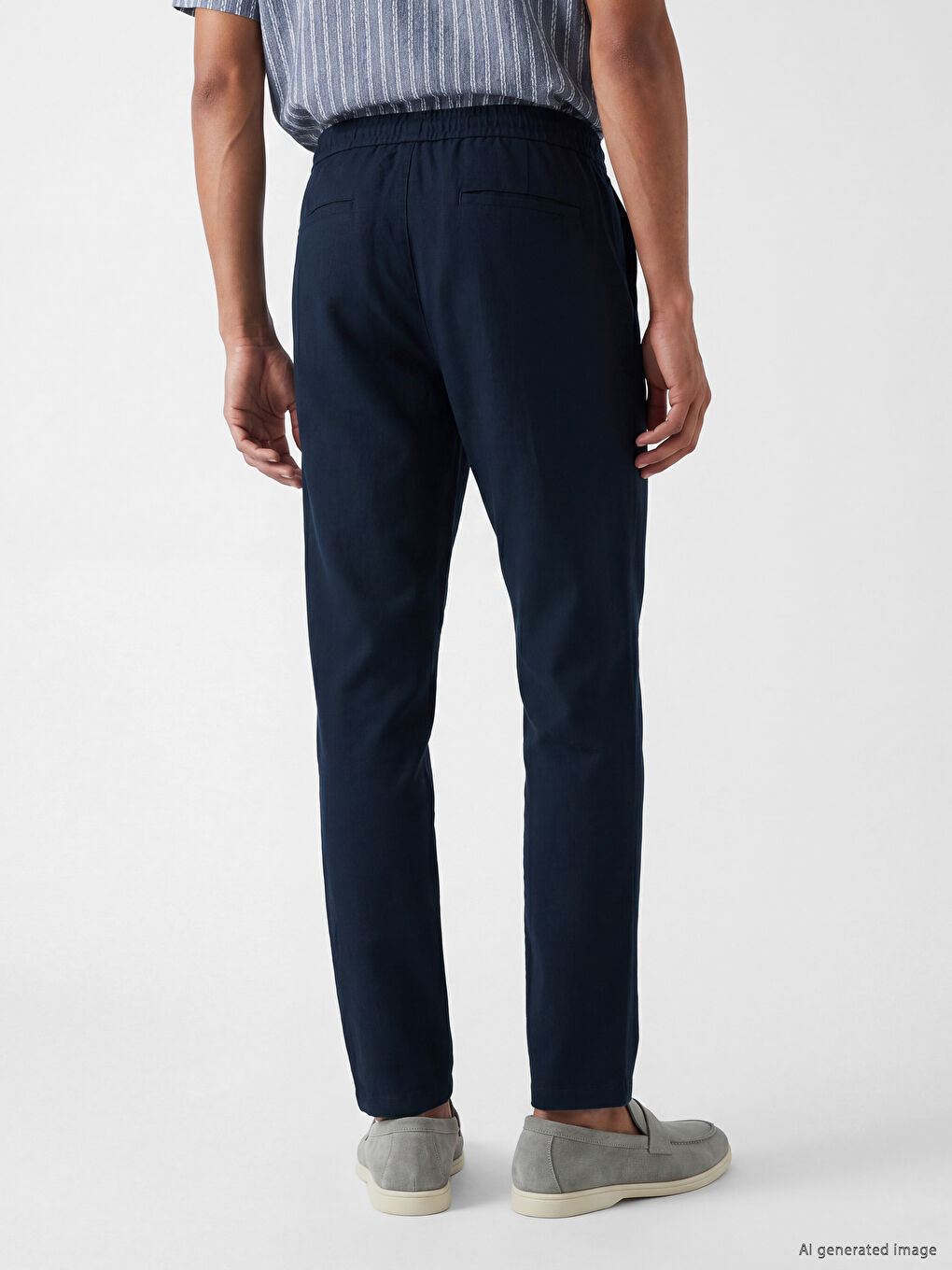 Regular Fit Men's Linen-Look Trousers-3