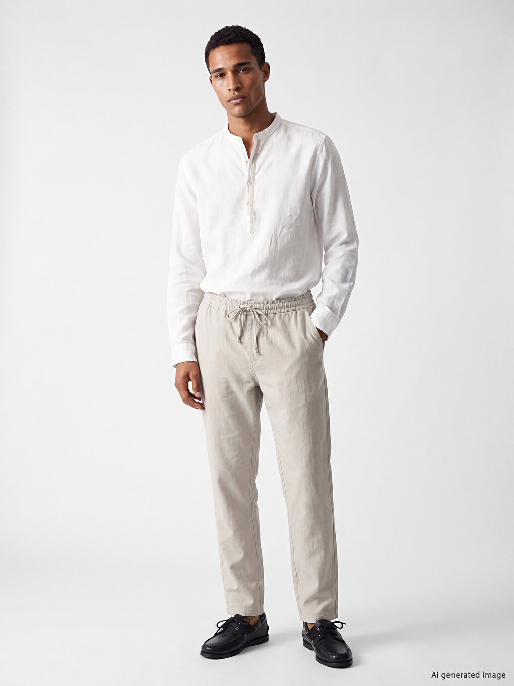 Regular Fit Men's Linen-look Trousers-1