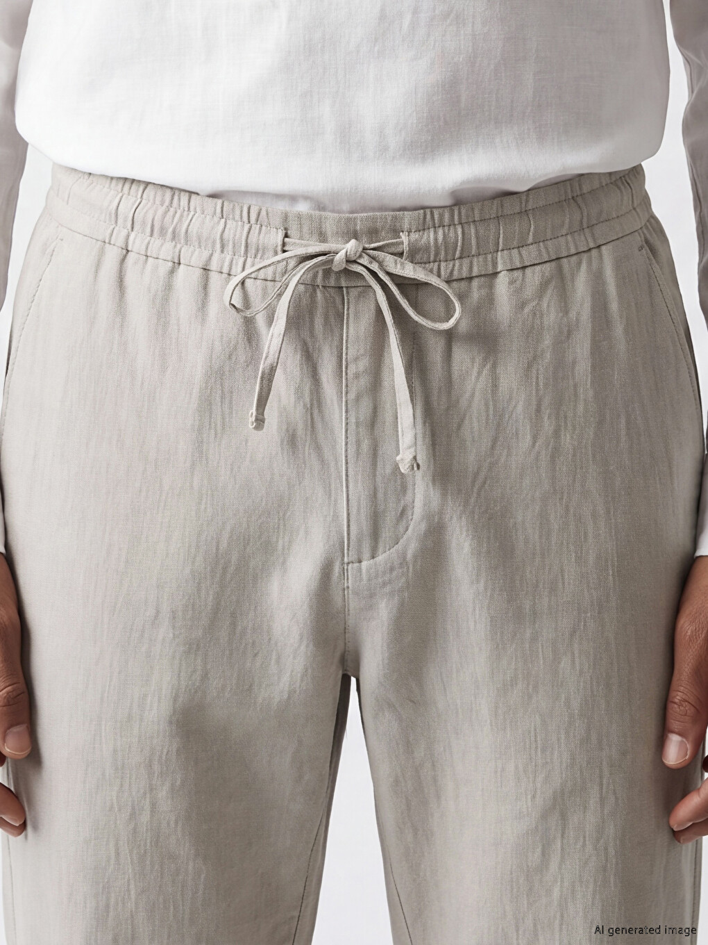 Regular Fit Men's Linen-look Trousers-2