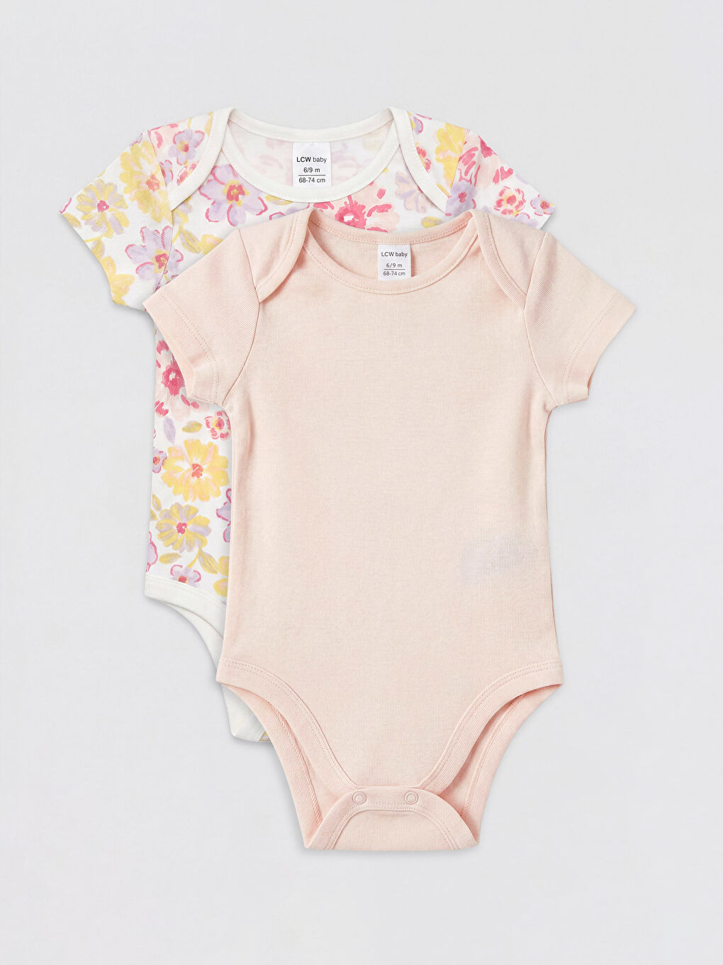 Ekru 2'li Bisiklet Yaka Kız Bebek Çıtçıtlı Body