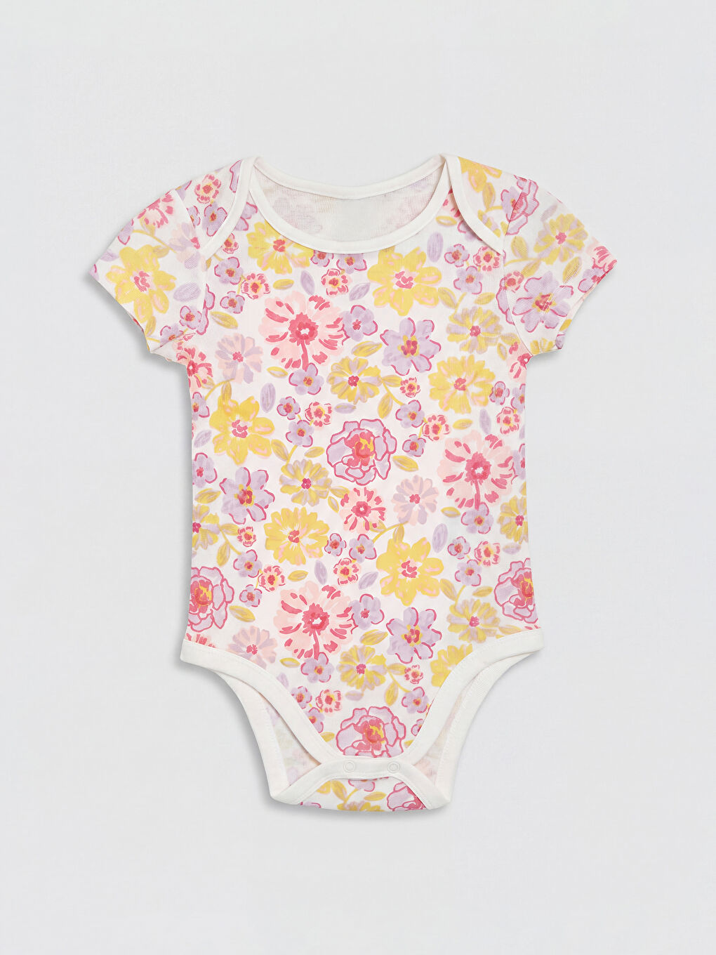 Ekru 2'li Bisiklet Yaka Kız Bebek Çıtçıtlı Body-3