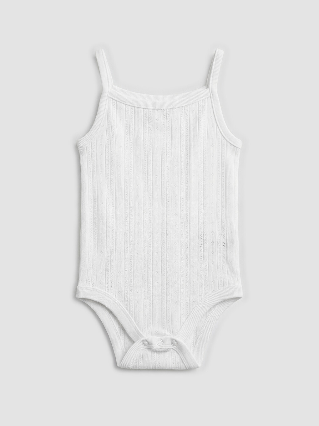Beyaz Askılı Ajurlu Kız Bebek Çıtçıtlı Body