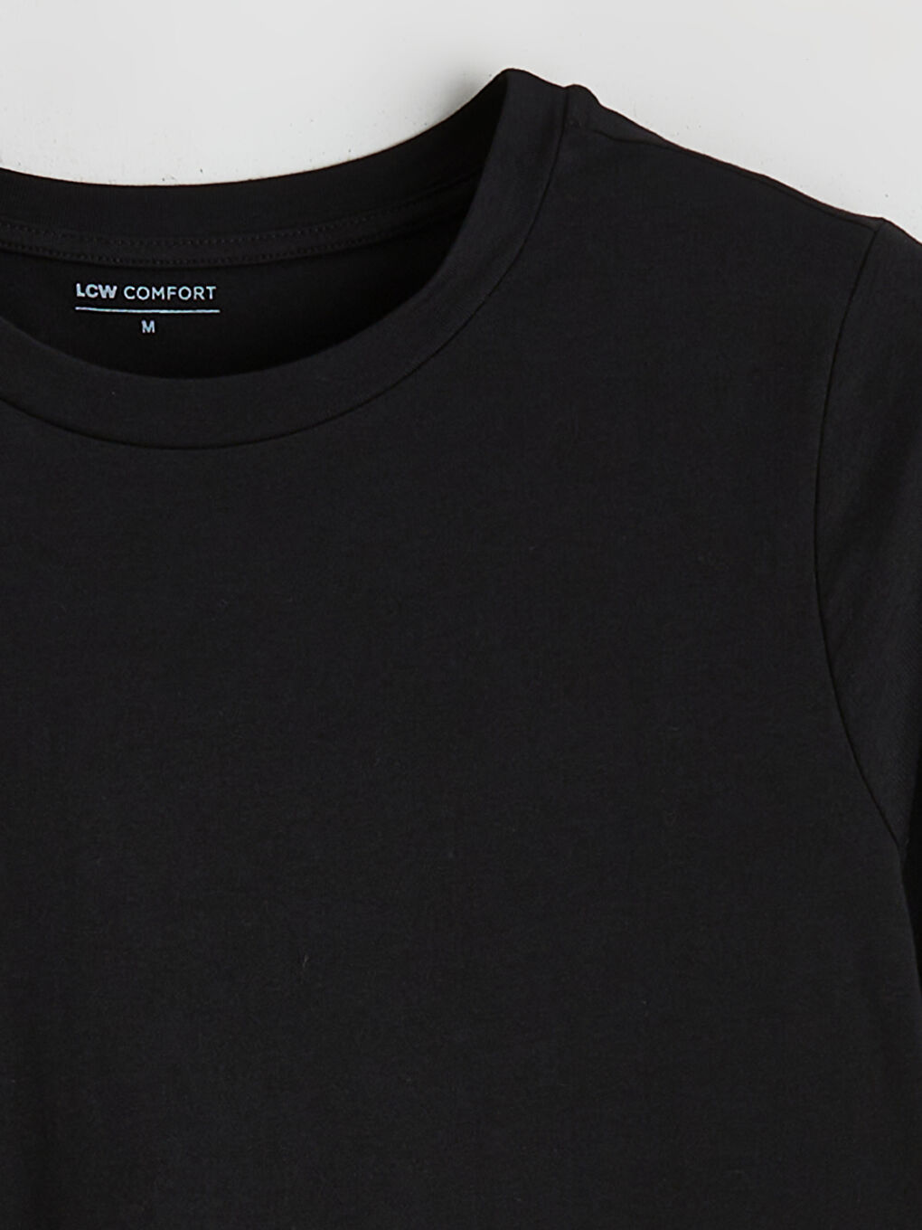 Siyah Bisiklet Yaka Kadın Tişört-5