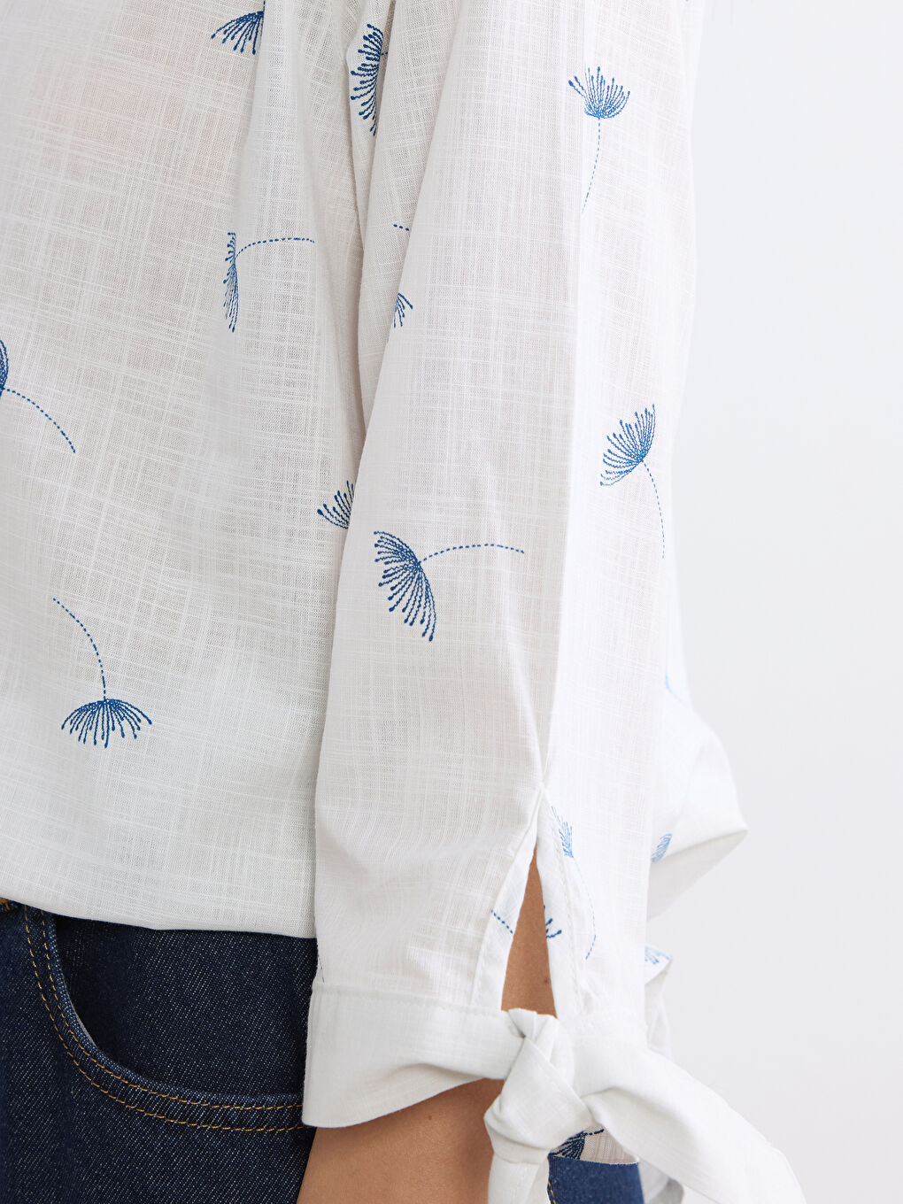 Notch Neck Embroidered Women's Shirt-2