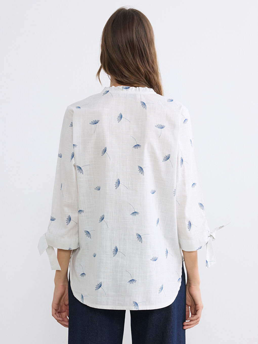 Notch Neck Embroidered Women's Shirt-3