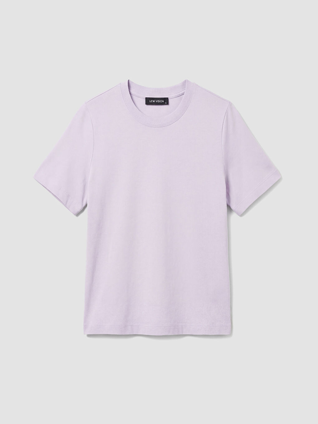 Lila Bisiklet Yaka Kadın Tişört-4