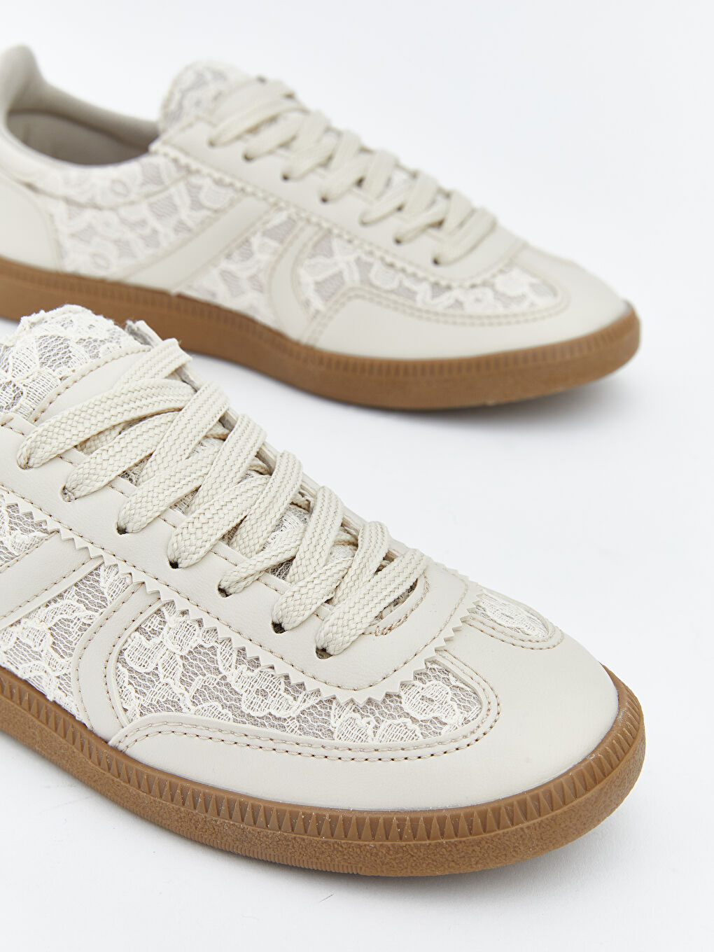 Bej Bağcıklı Kadın Spor Ayakkabı-2