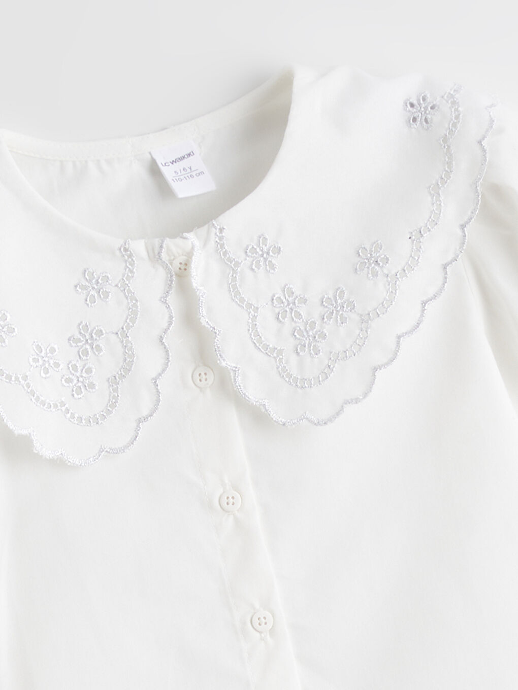 Ekru Bebe Yaka Kız Çocuk Gömlek-1