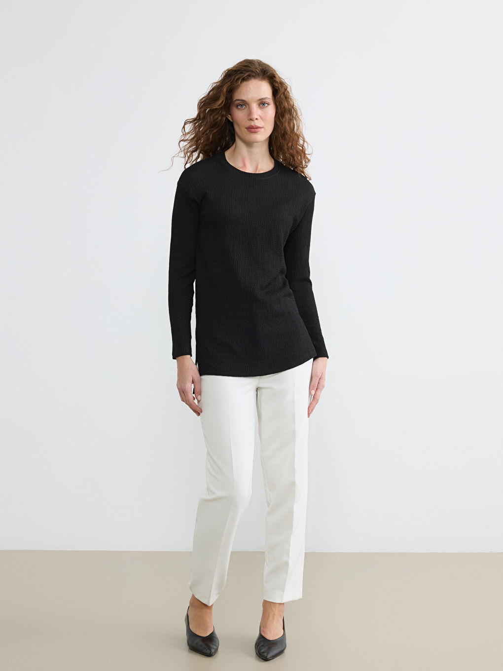 Crew Neck Textured Women's Tunic-1