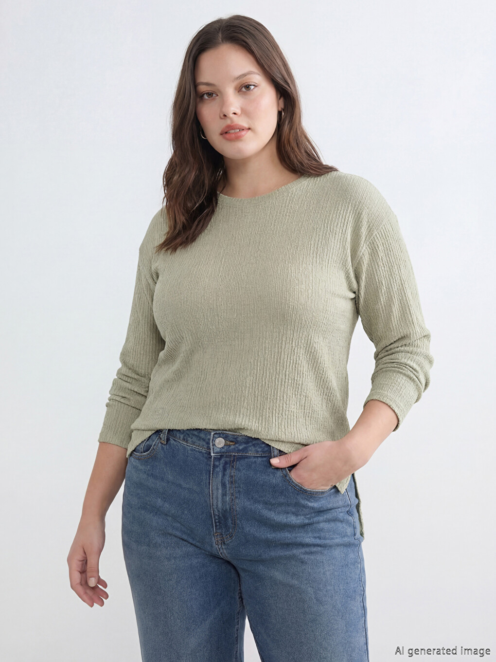 Crew Neck Textured Women's Tunic-1