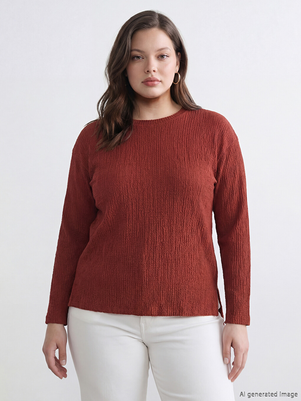 Crew Neck Textured Women's Tunic-1