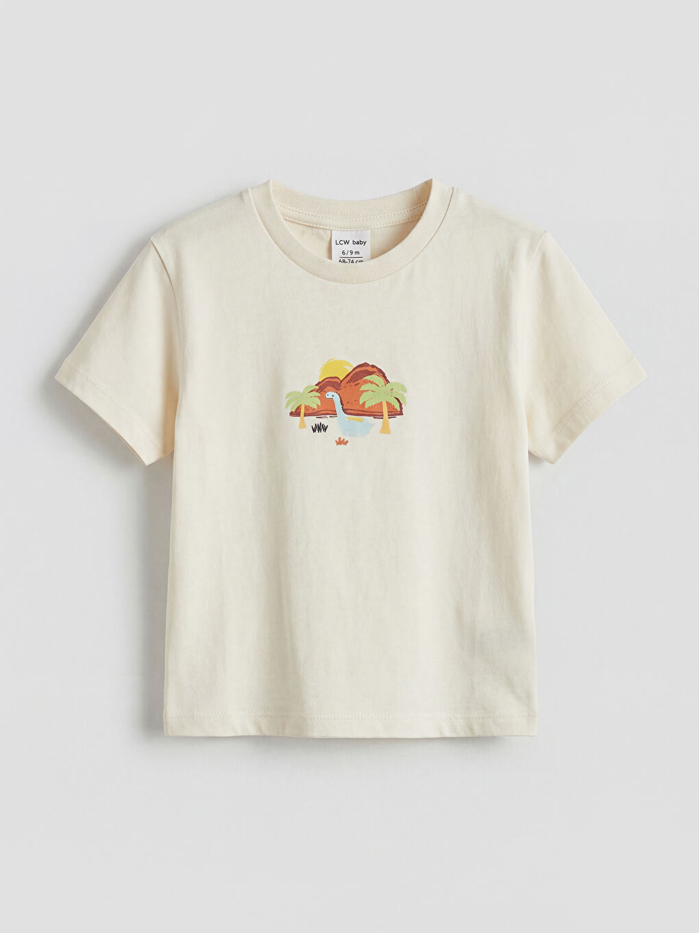 Ekru Dinozor Baskılı Erkek Bebek Takım-1