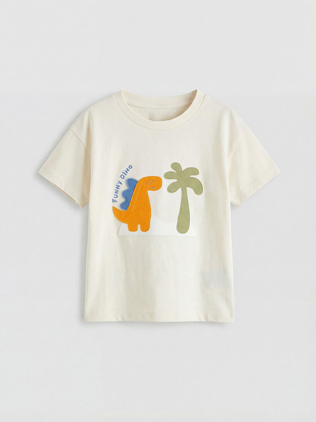 Ekru Dinozor Aplikeli Erkek Bebek Takım-1