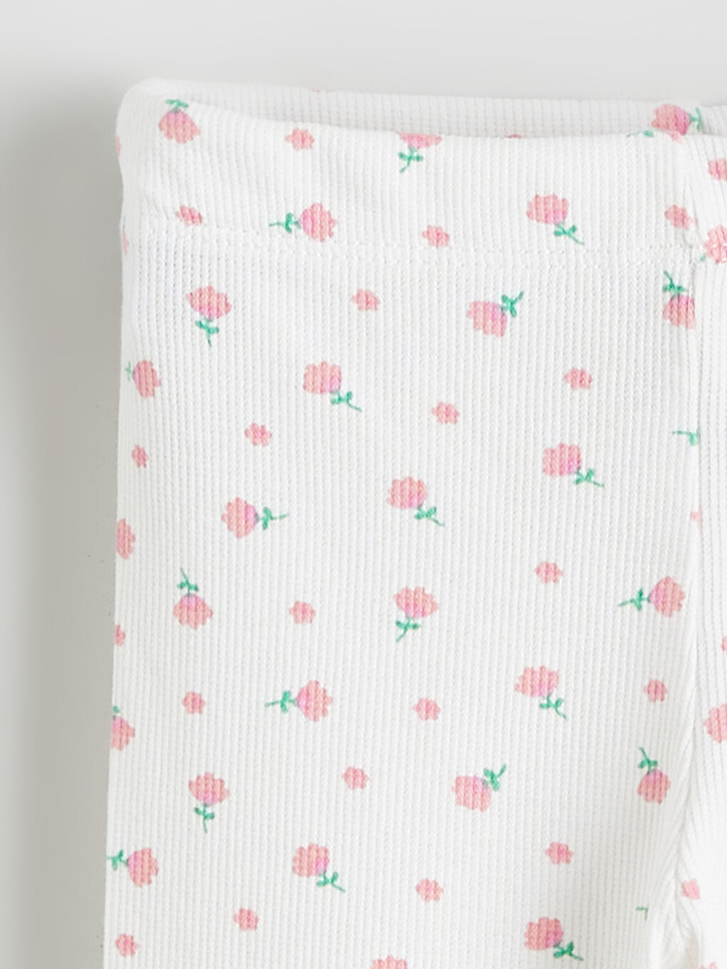 Ekru Çiçek Desenli Kız Çocuk Tayt-1