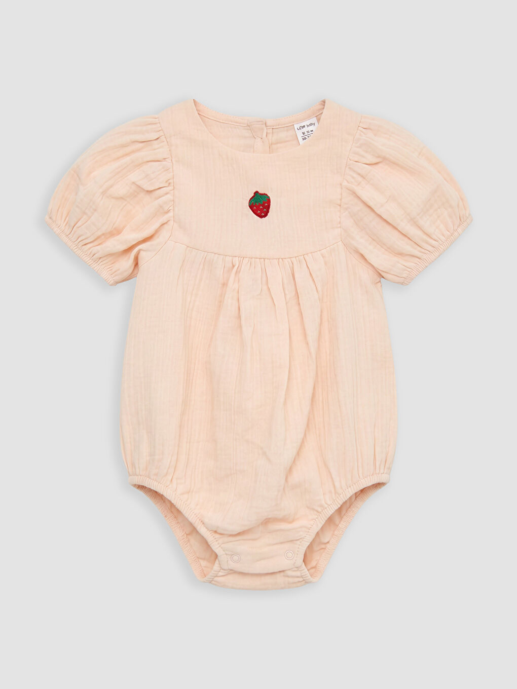 Pembe Nakışlı Kız Bebek Müslin Çıtçıtlı Body