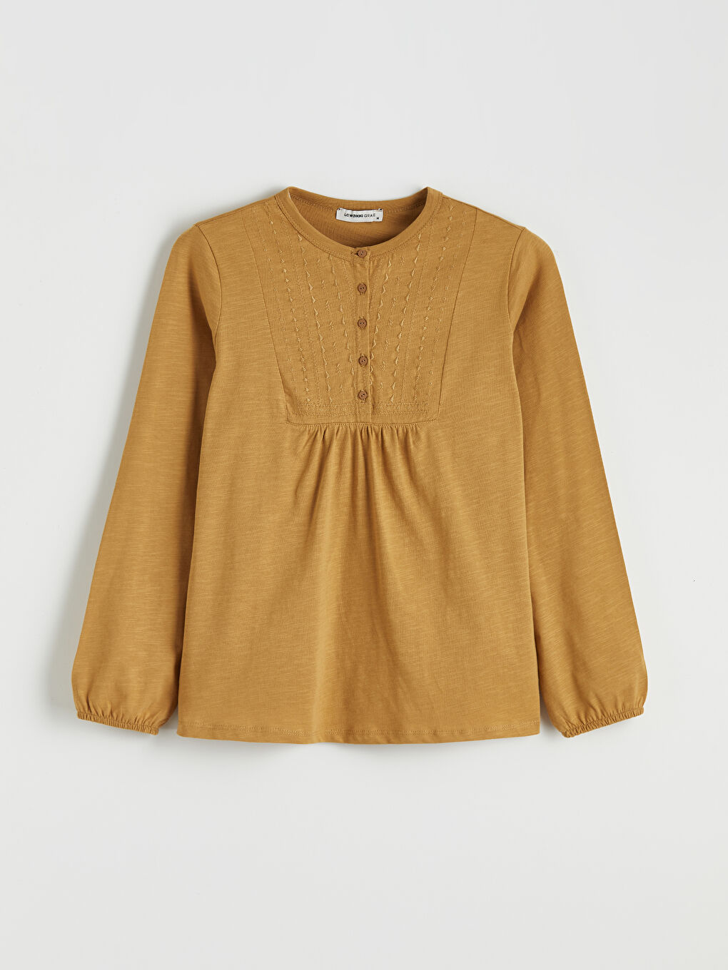 Sarı Bisiklet Yaka Nakışlı Bluz	-4