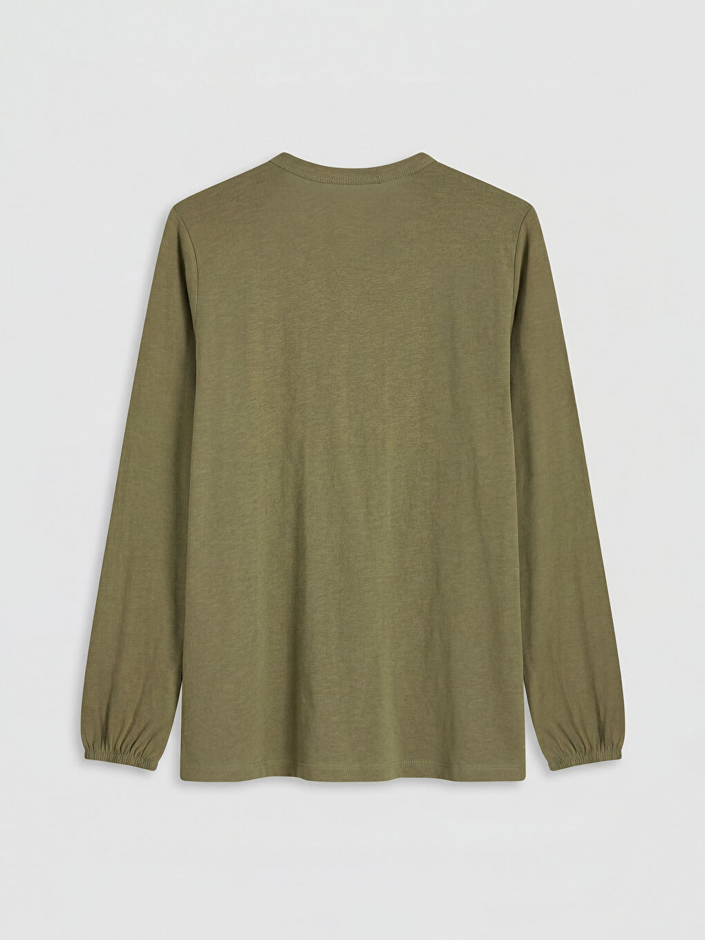 Haki Bisiklet Yaka Nakışlı Bluz-1