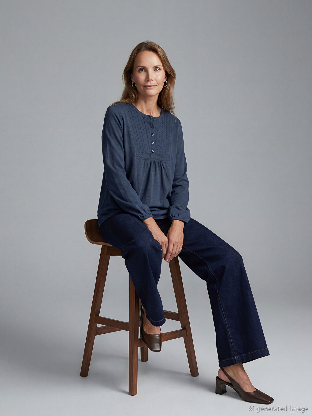 Embroidered Blouse with a Round Neck