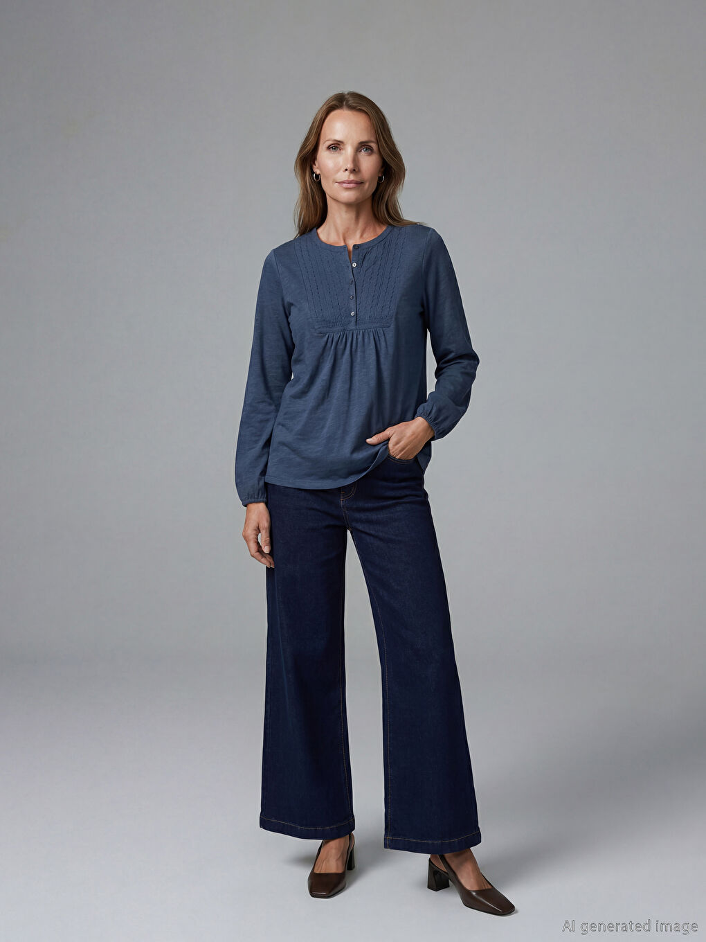 Embroidered Blouse with a Round Neck-1