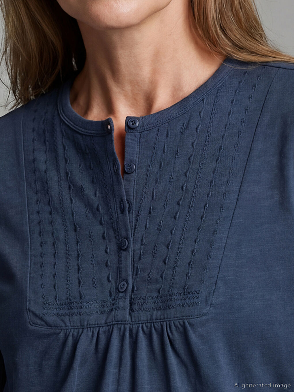 Embroidered Blouse with a Round Neck-2