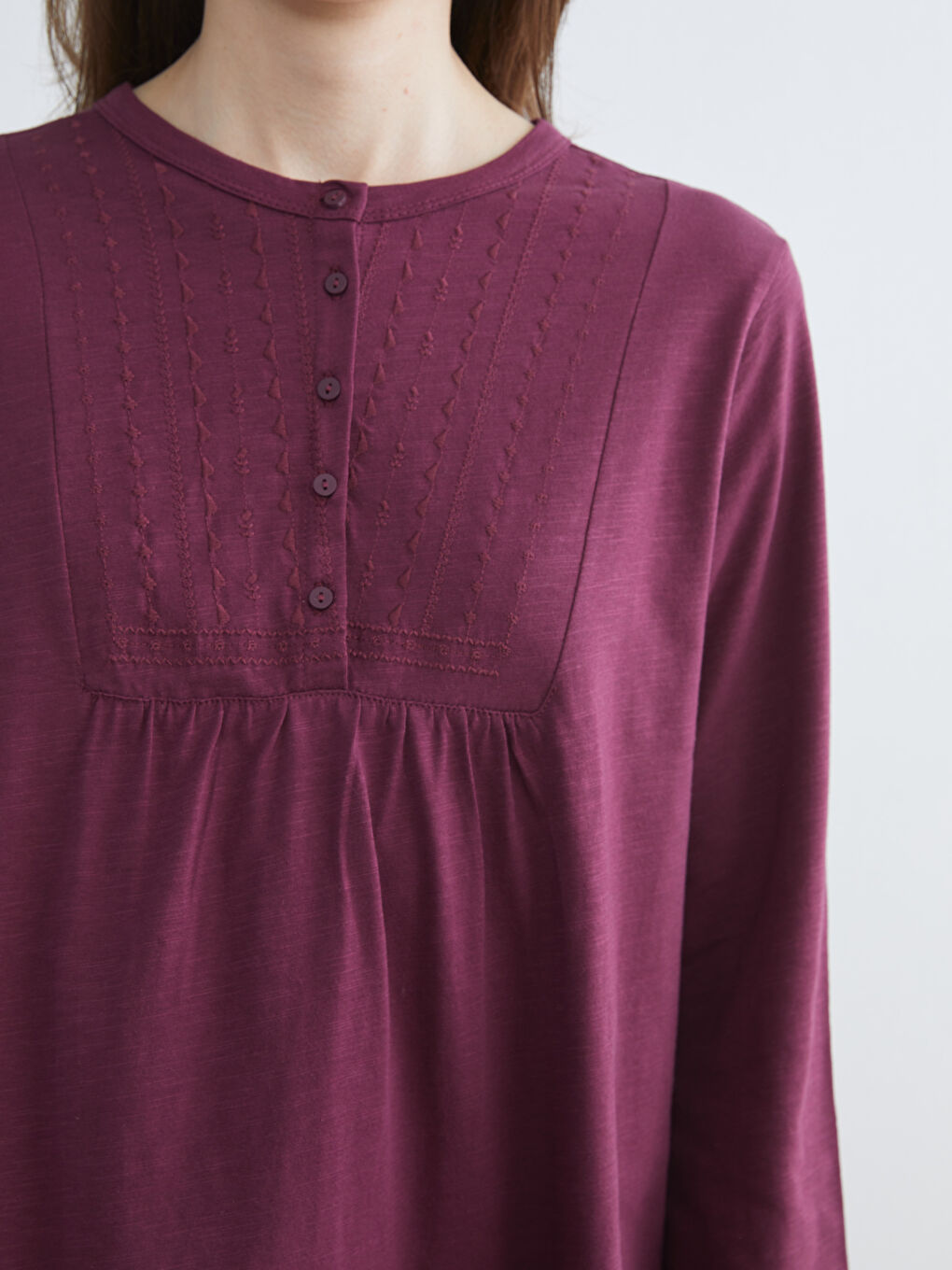 Mürdüm Bisiklet Yaka Nakışlı Bluz-2