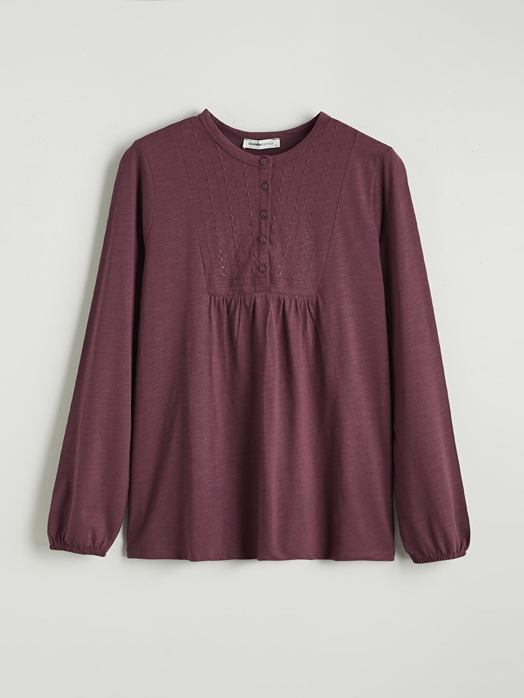 Mürdüm Bisiklet Yaka Nakışlı Bluz-4