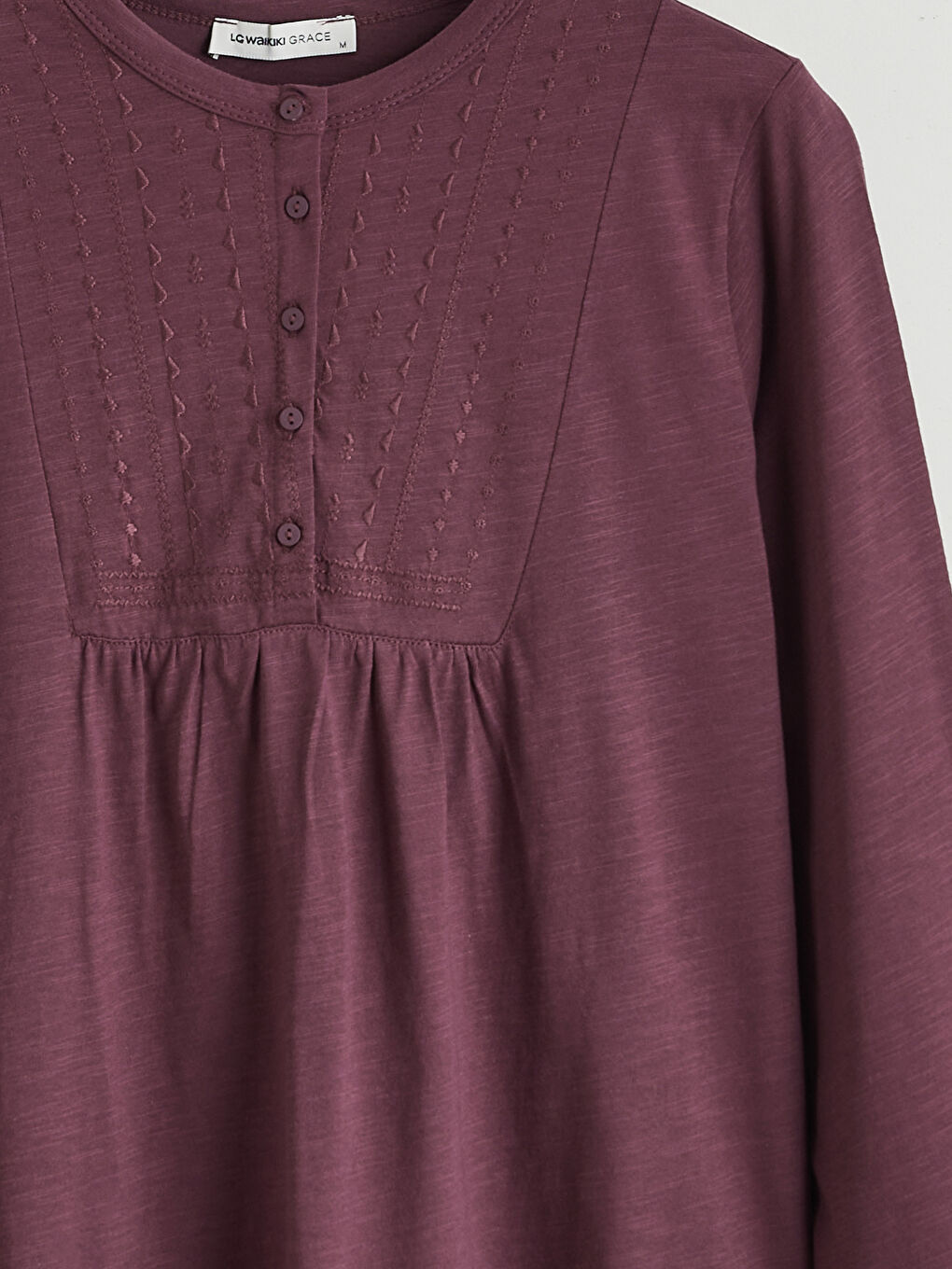 Mürdüm Bisiklet Yaka Nakışlı Bluz-5