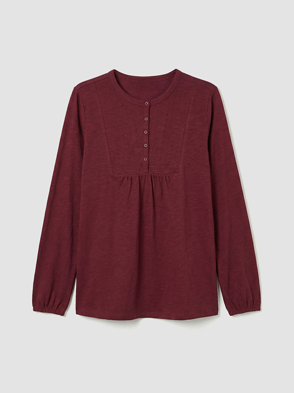 Bordo Bisiklet Yaka Nakışlı Bluz	-4