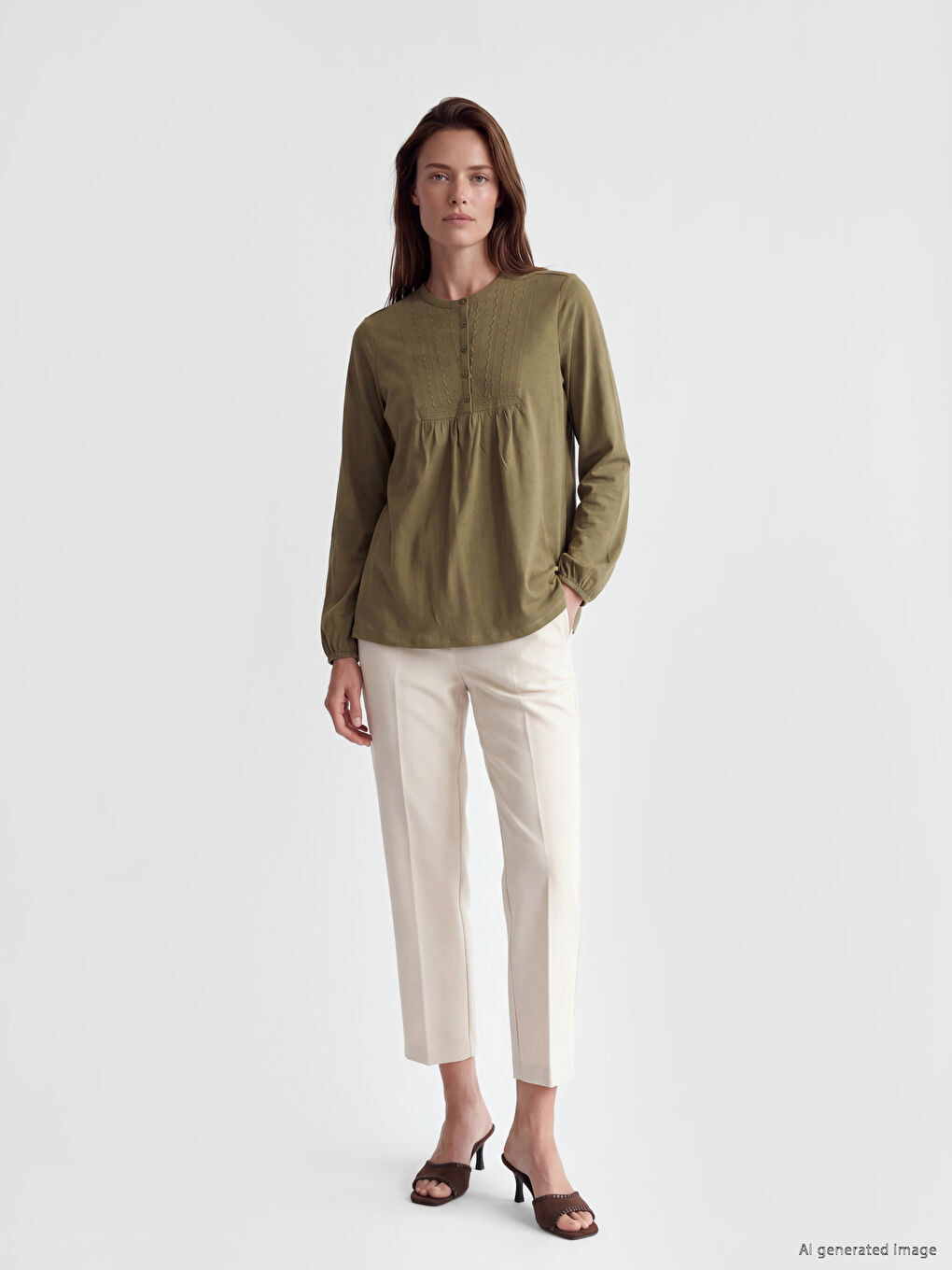 Bluza sa okruglim izrezom i vezom-1