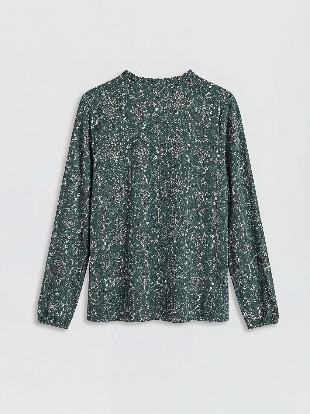 Yeşil Bağlamalı Yaka Desenli Bluz-1