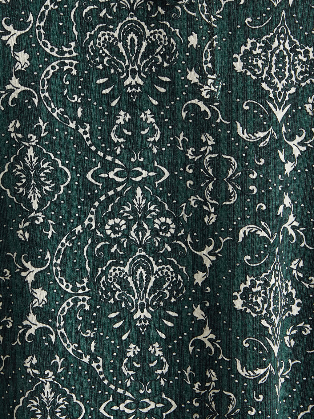 Yeşil Bağlamalı Yaka Desenli Bluz-2