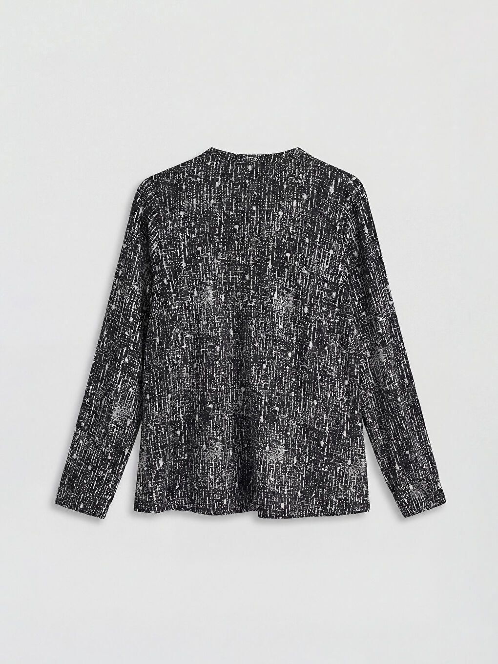 Siyah Bağlamalı Yaka Desenli Bluz-1