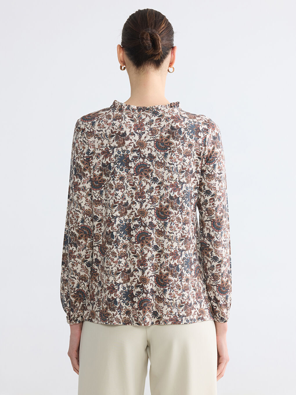 Tie Neck Patterned Blouse-3