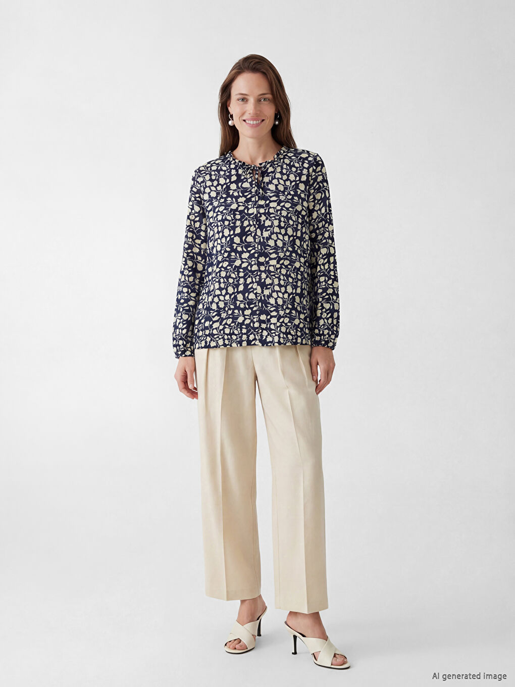 Tie Neck Floral Blouse-1