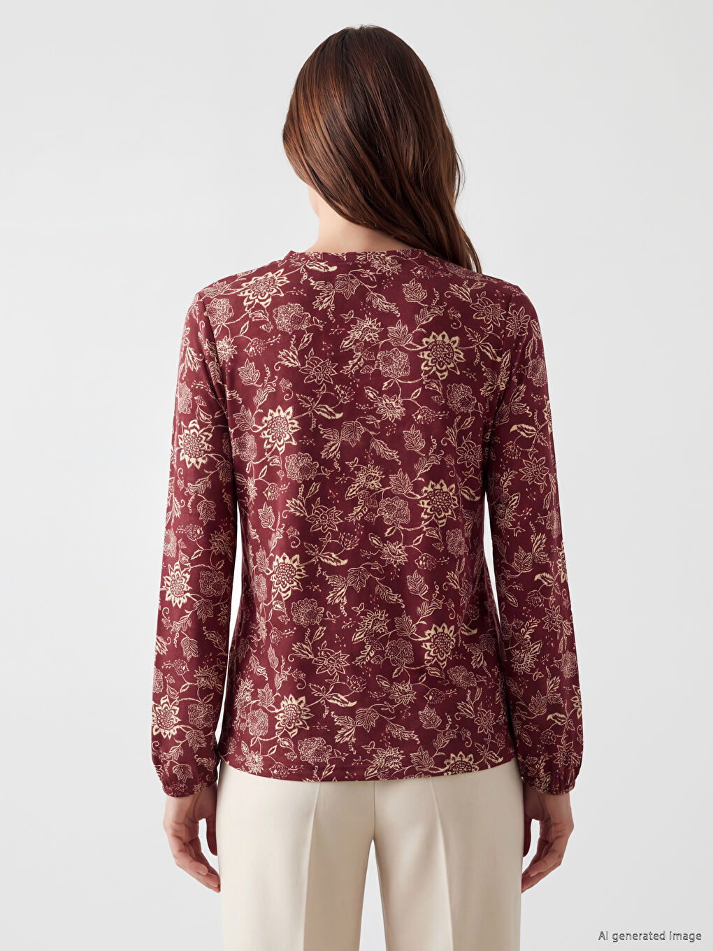 Tie Neck Patterned Blouse-3