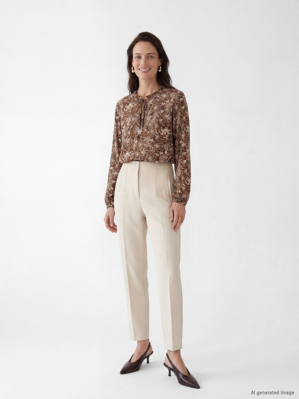 Tie Neck Floral Blouse-1