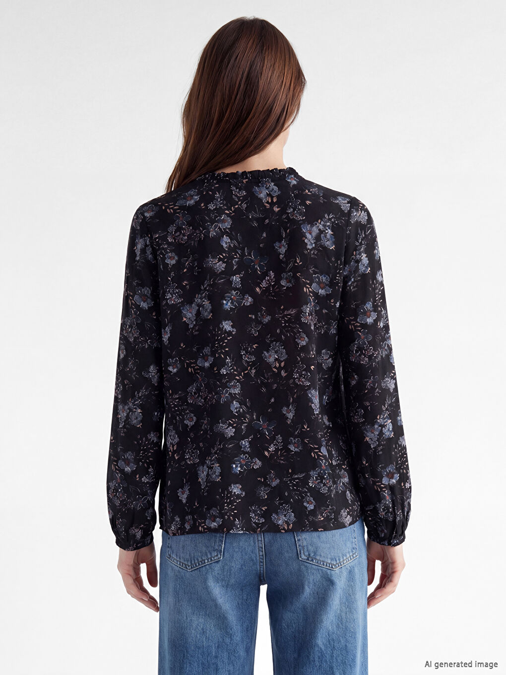 Tie Neck Floral Blouse-3
