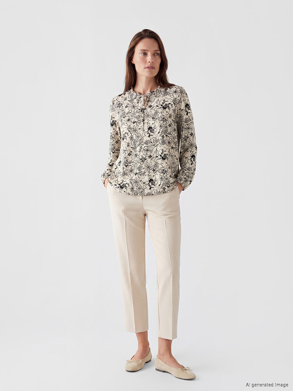 Tie Neck Floral Blouse-1