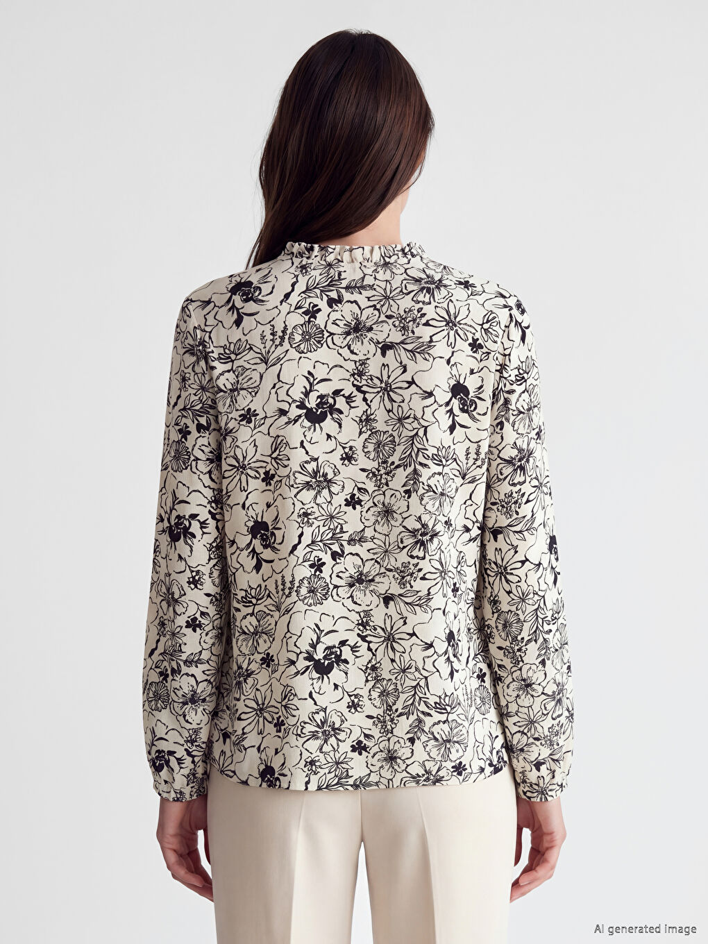 Tie Neck Floral Blouse-3