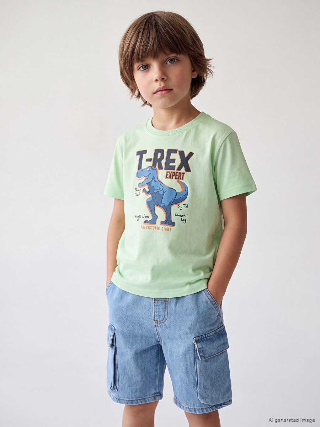 Tricou Imprimat Cu Guler Rotund Pentru Băieți