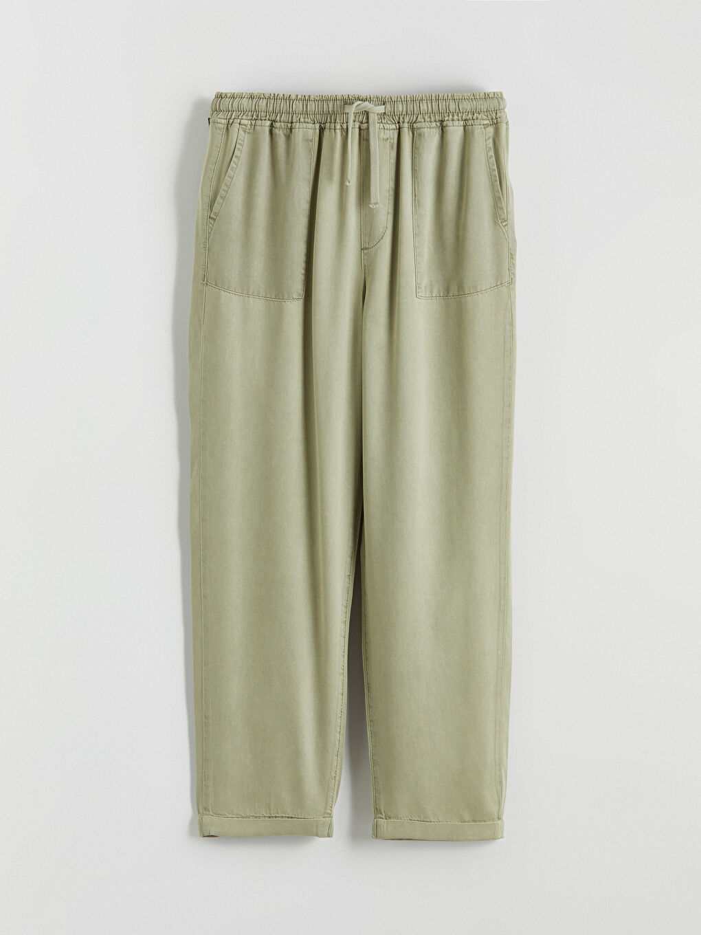 Yeşil Beli Lastikli Carrot Fit Kadın Jean Pantolon-4