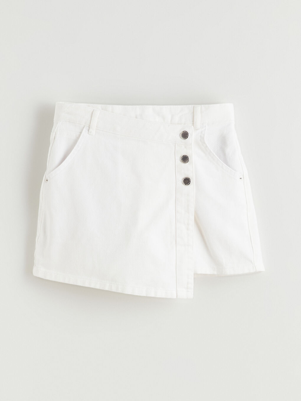 Beyaz Regular Fit Kadın Jean Şort Etek-4