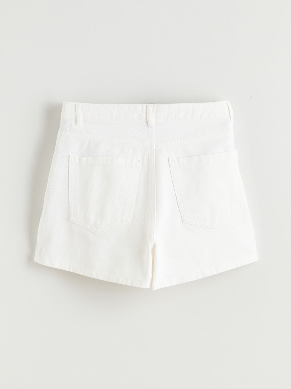 Beyaz Regular Fit Kadın Jean Şort Etek-5