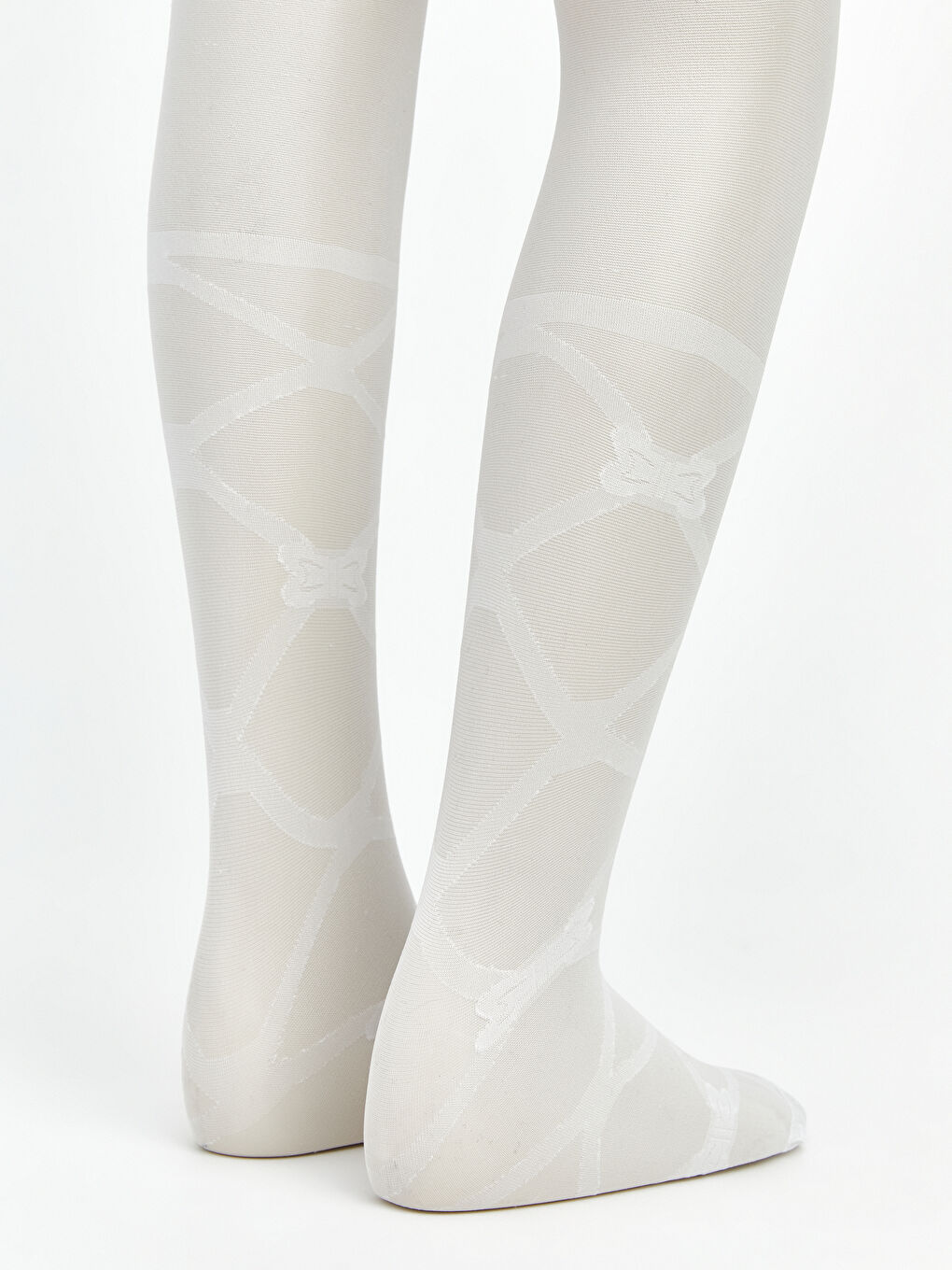 Beyaz Desenli Kız Çocuk İnce Külotlu Çorap-2