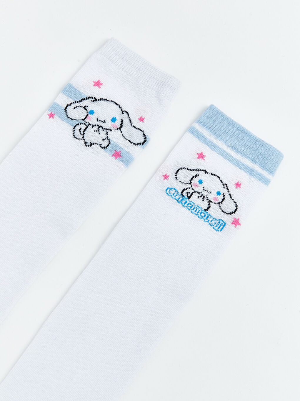 Beyaz Cinnamoroll Desenli Kız Çocuk Diz Altı Çorap 2'li-1
