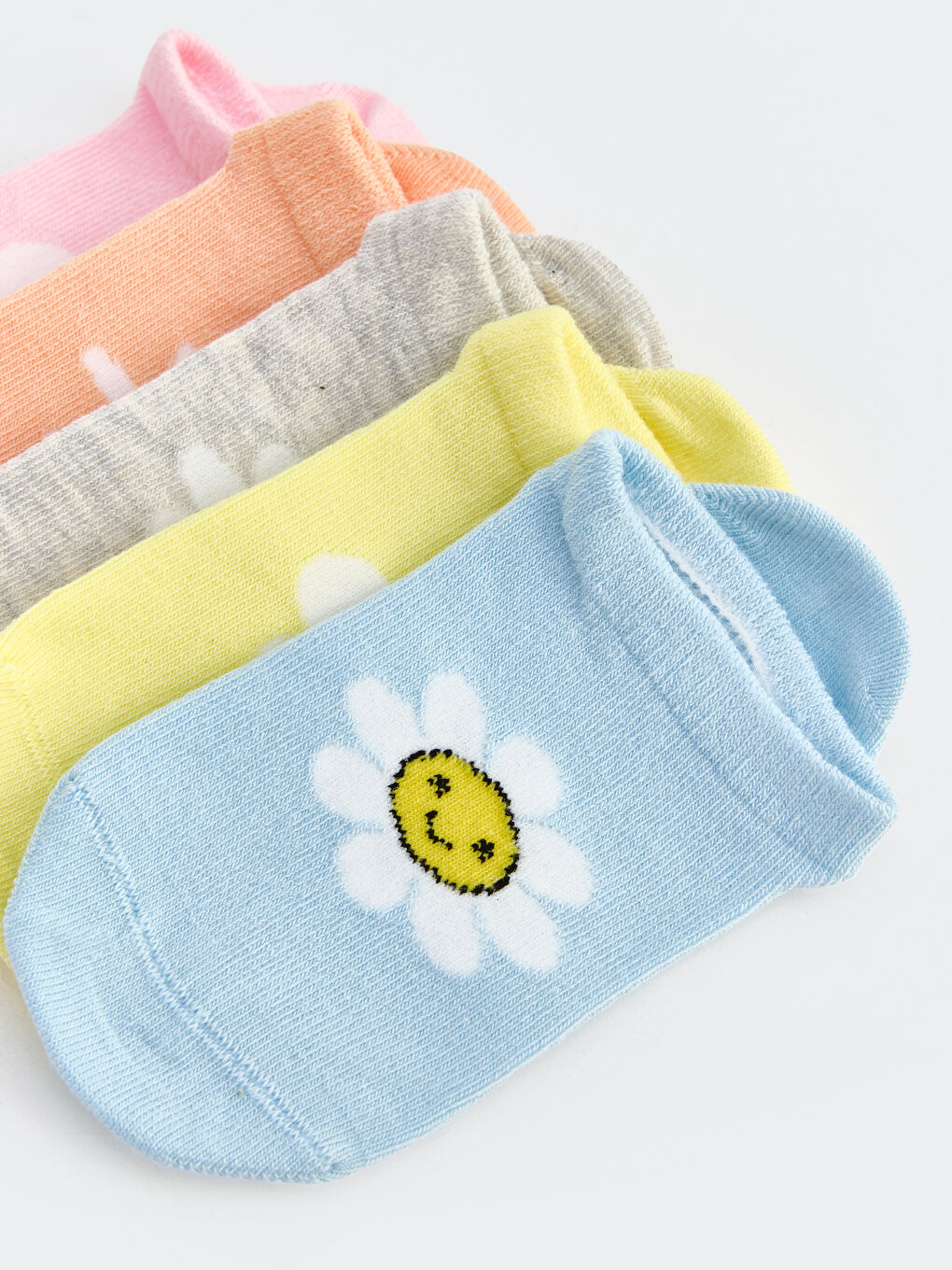 Pembe Desenli Kız Çocuk Patik Çorap 5'li-6