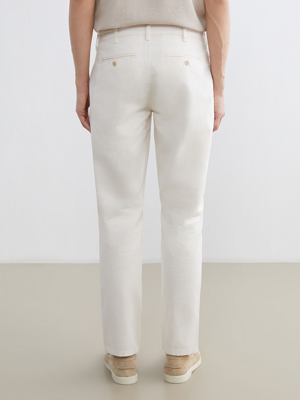 Ekru Standart Kalıp Erkek Chino Pantolon-3
